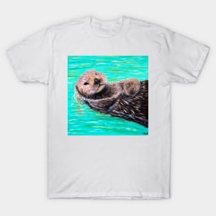 Fluffy Sea Otter Painting T-Shirt